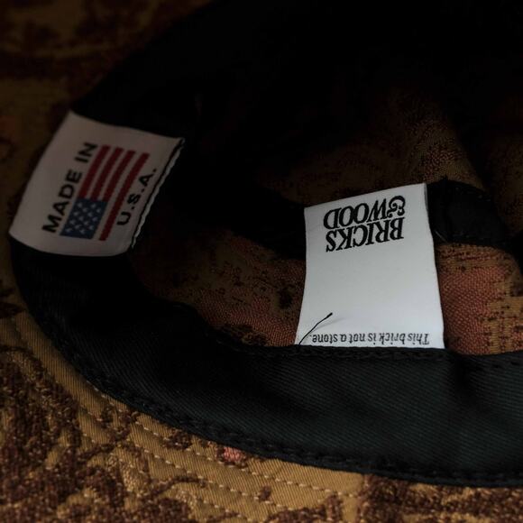 Bricks & Wood Floral Damask Bucket Hat Tan Red Brown Paisley Print Streetwear SM - Picture 3 of 4